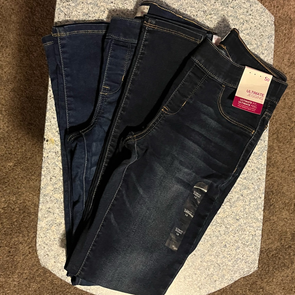 NWT SO Ultimate Jean Jeggings- 2 pairs- size 14 girls